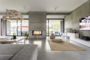 Builder Select Showhome Concrete Interior Beams And Walls Living Room